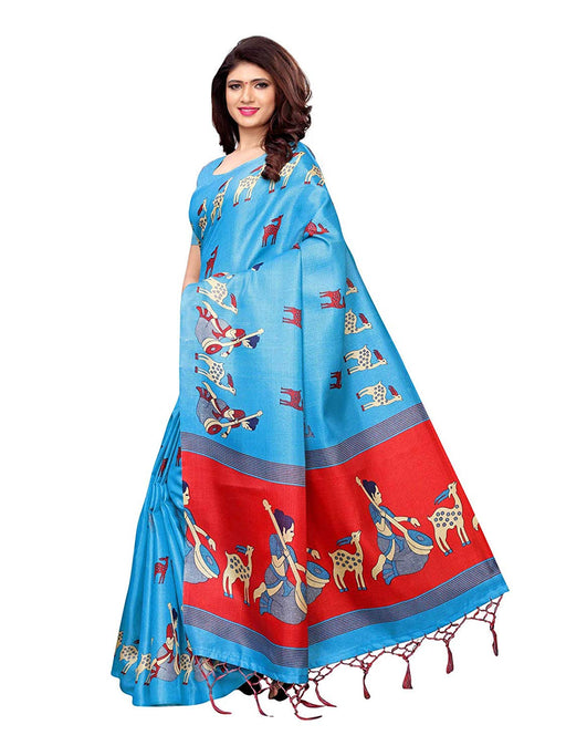 Blue, Maroon Color Art Silk Saree only in Bigswipe