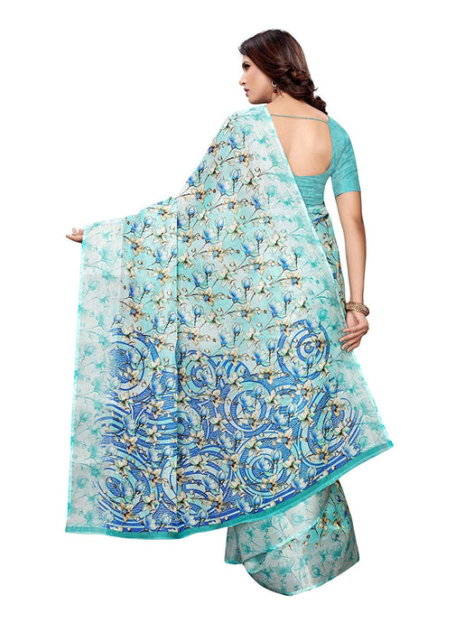 Blue, Multi Color Leno (Cotton Silk) Saree only in Bigswipe