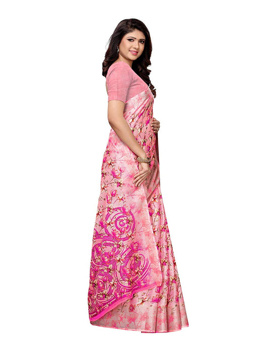 Pink, Multi Color Leno (Cotton Silk) Saree only in Bigswipe