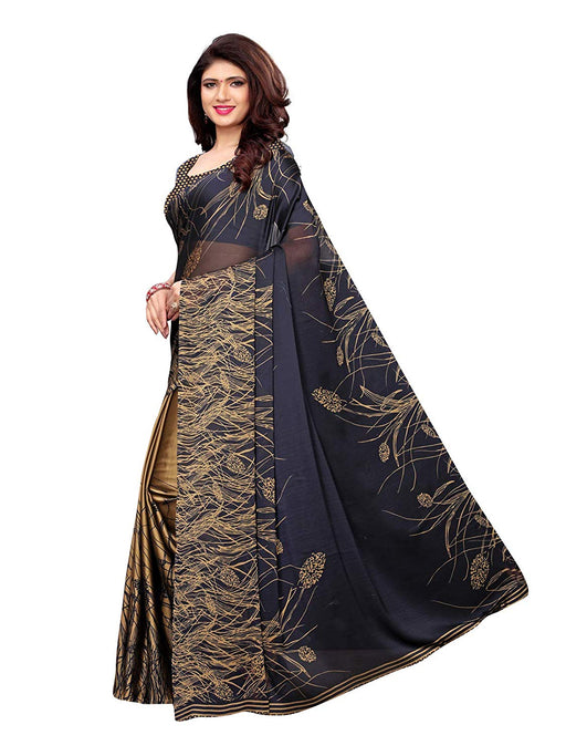 Beige, Black Color Shimmer (Chiffon) Saree only in Bigswipe