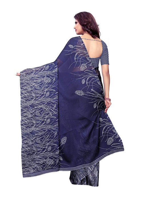 Grey, Navy Blue Color Shimmer (Chiffon) Saree only in Bigswipe