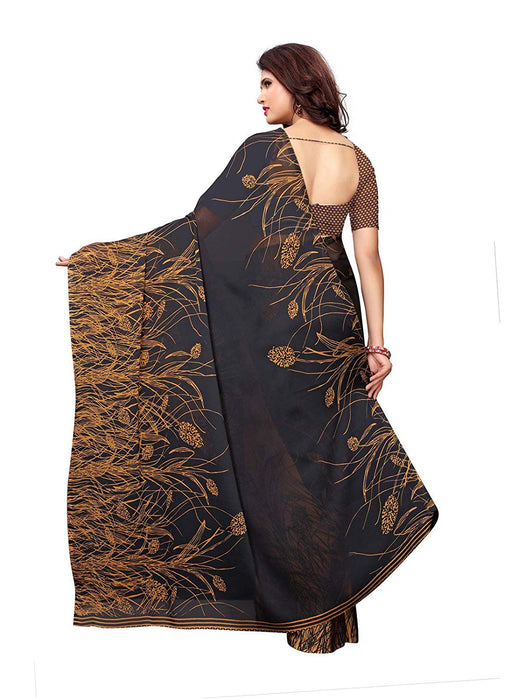 Yellow, Black Color Shimmer (Chiffon) Saree