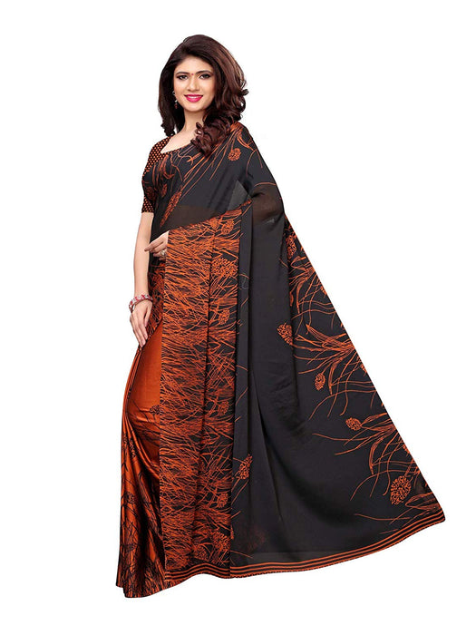 Brown, Black Color Shimmer (Chiffon) Saree only in Bigswipe