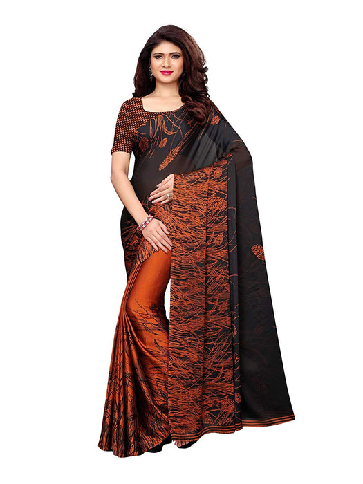 Brown, Black Color Shimmer (Chiffon) Saree only in Bigswipe