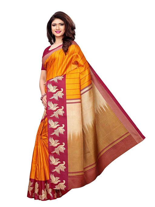 Yellow, Multi Color Art Silk Saree