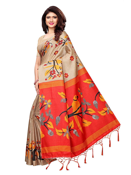 Beige, Maroon Color Art Silk Saree only in Bigswipe