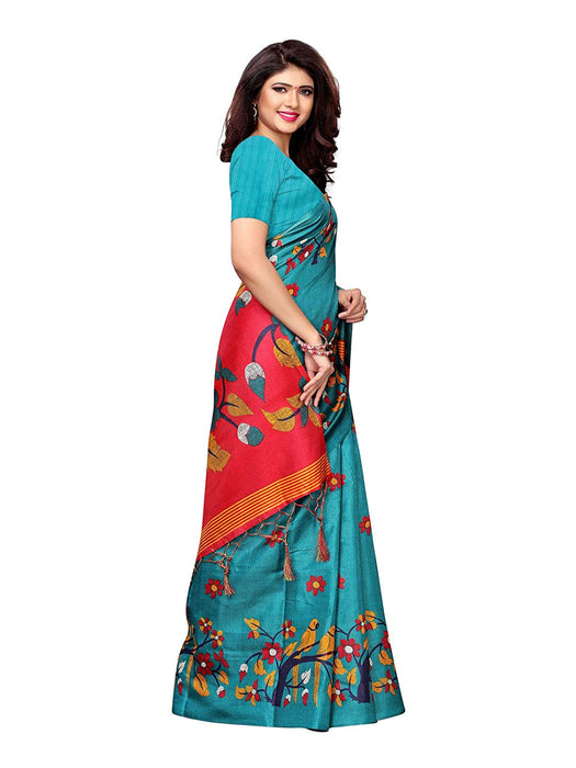 Turuqoise, Maroon Color Art Silk Saree