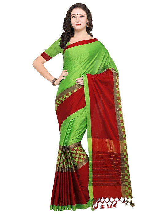 Green, Red Color Poly Silk Saree only in Bigswipe