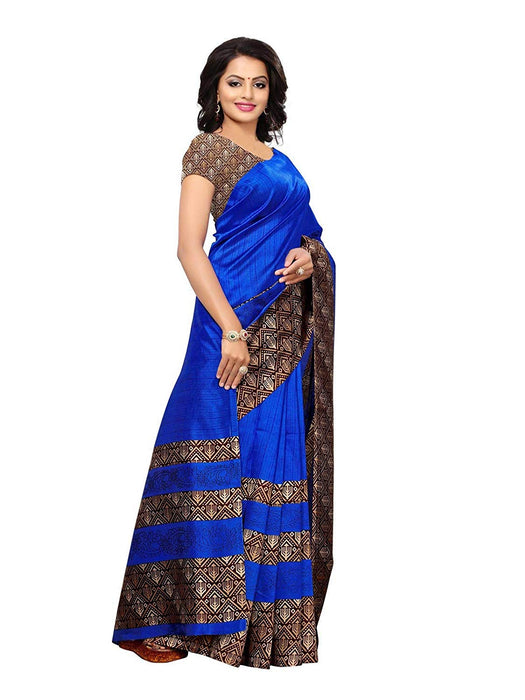 Blue, Brown Color Poly Silk Saree only in Bigswipe