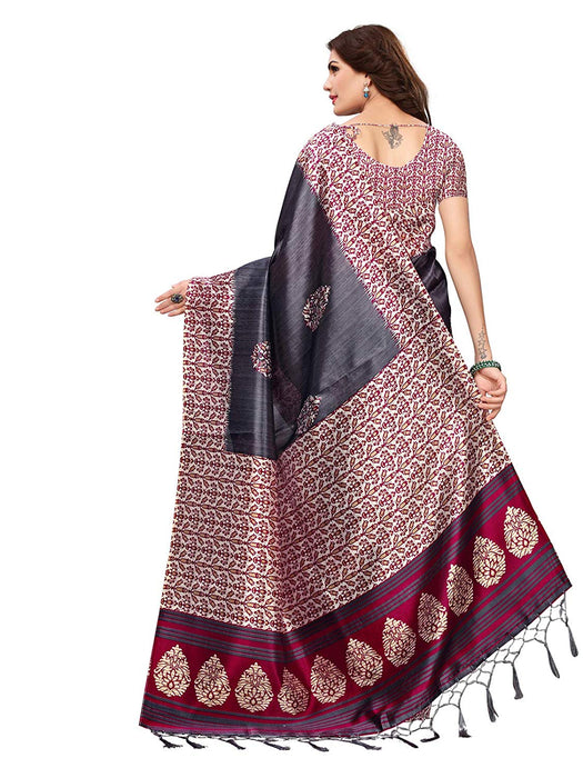 Grey, Pink, Multi Color Poly Silk Saree only in Bigswipe