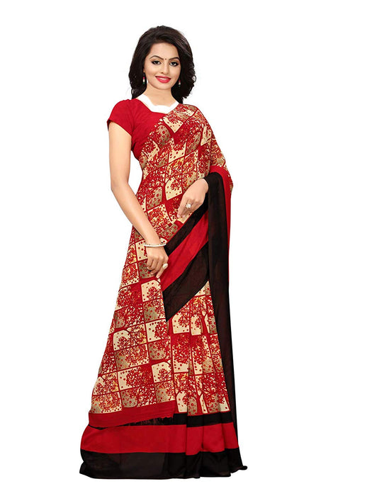 Red, Multi Color Georgette Saree