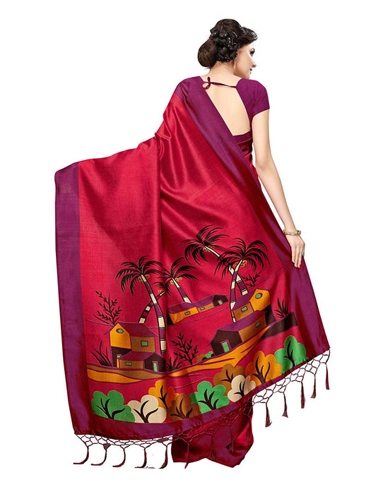 Maroon, Pink Color Poly Silk Saree only in Bigswipe