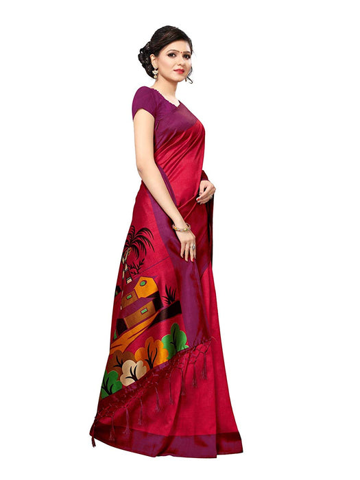 Maroon, Pink Color Poly Silk Saree only in Bigswipe