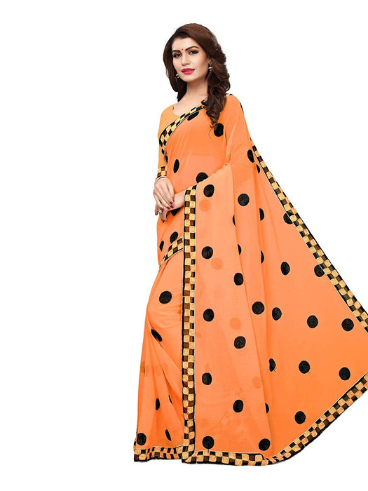 Orange (Yellowish Orange) Color Georgette Saree only in Bigswipe