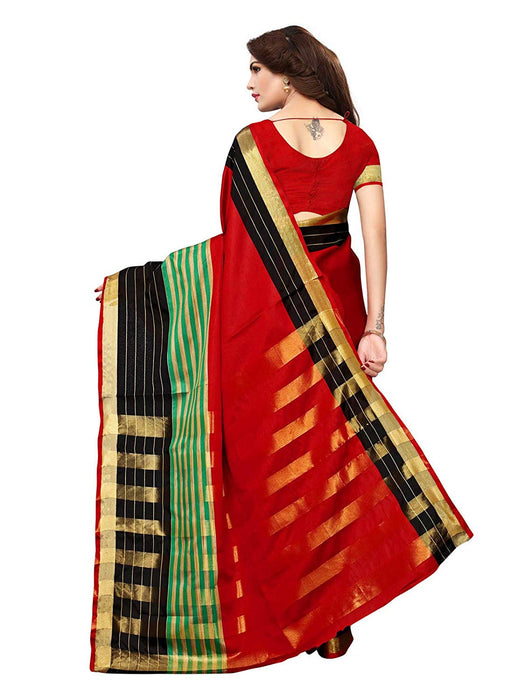 Red, Black, Green Color Poly Silk Saree