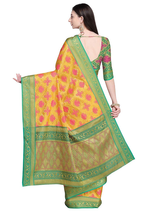 Yellow Color Poly Silk Saree