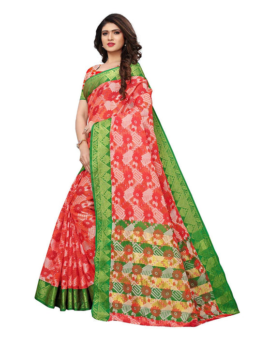 Green, Red Color Poly Silk Saree only in Bigswipe