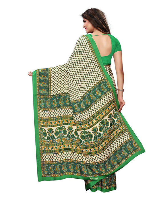 Green, Beige, Multi Color Crepe Saree only in Bigswipe