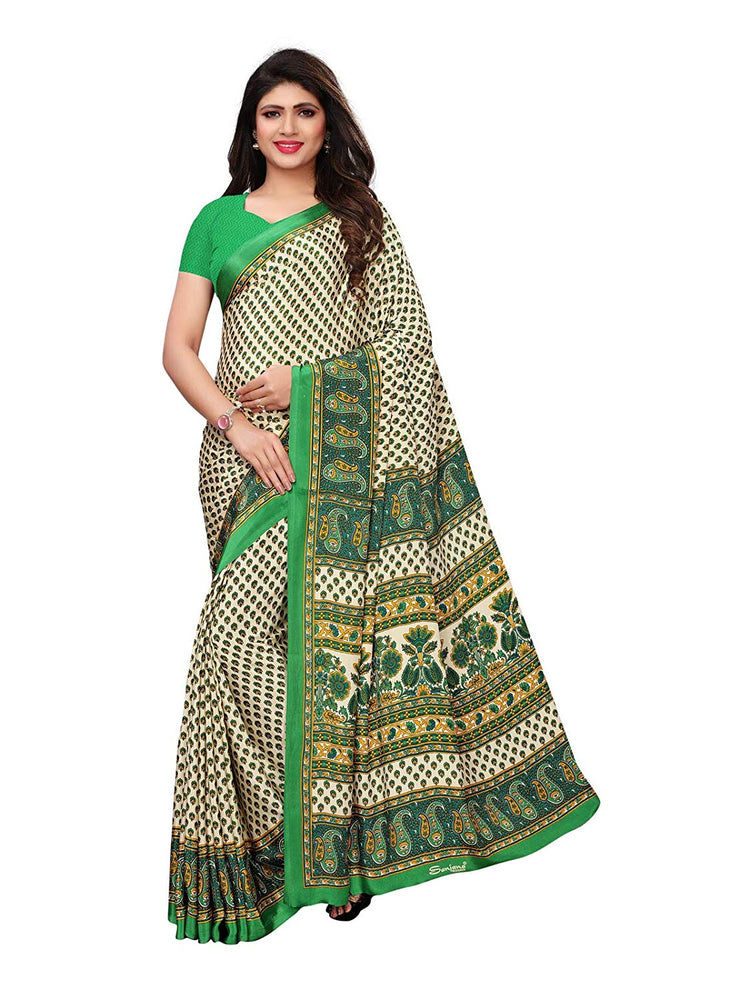 Green, Beige, Multi Color Crepe Saree only in Bigswipe