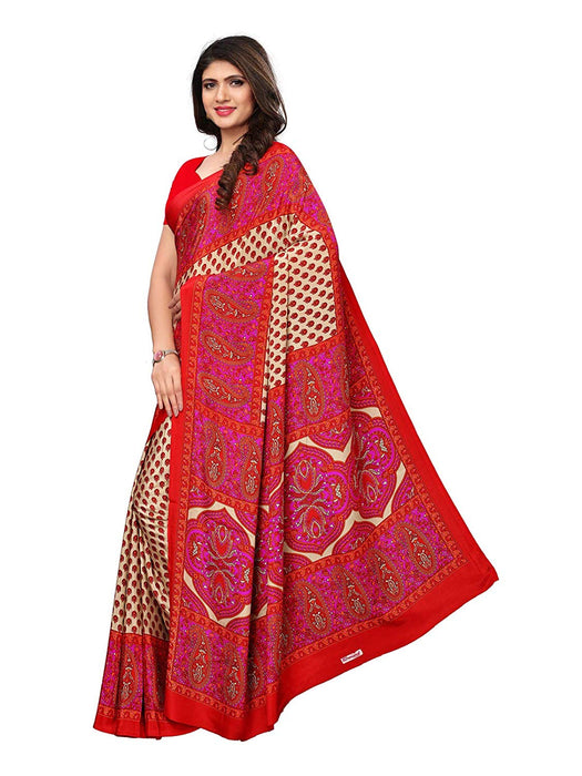 Red, Beige, Multi Color Crepe Saree