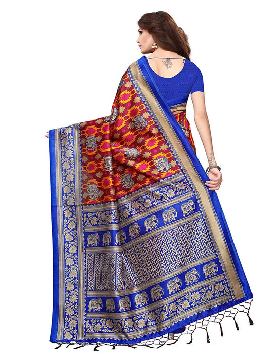 Blue, Maroon, Multi Color Poly Silk Saree only in Bigswipe