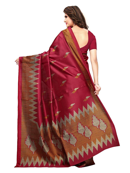 Maroon, Brown, Multi Color Poly Silk Saree only in Bigswipe