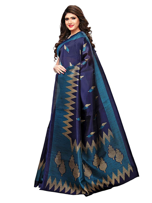 Navy Blue, Multi Color Poly Silk Saree only in Bigswipe