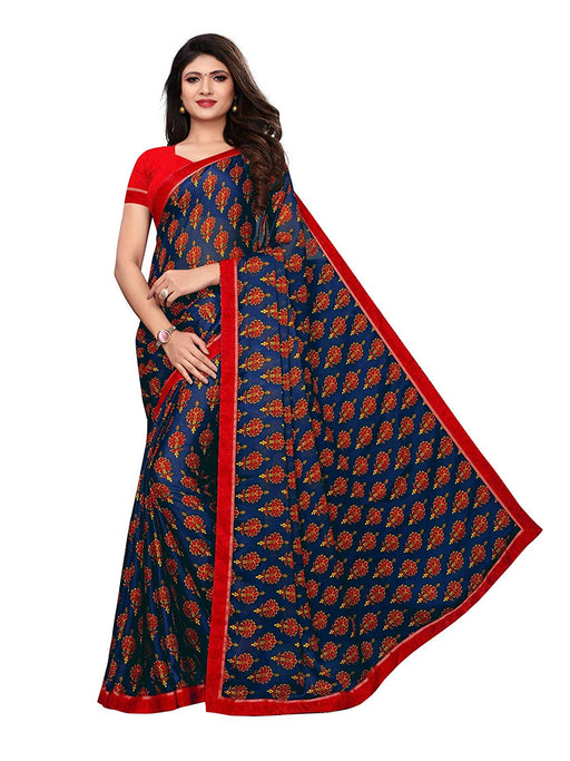 Navy Blue, Multi Color Chiffon Saree only in Bigswipe