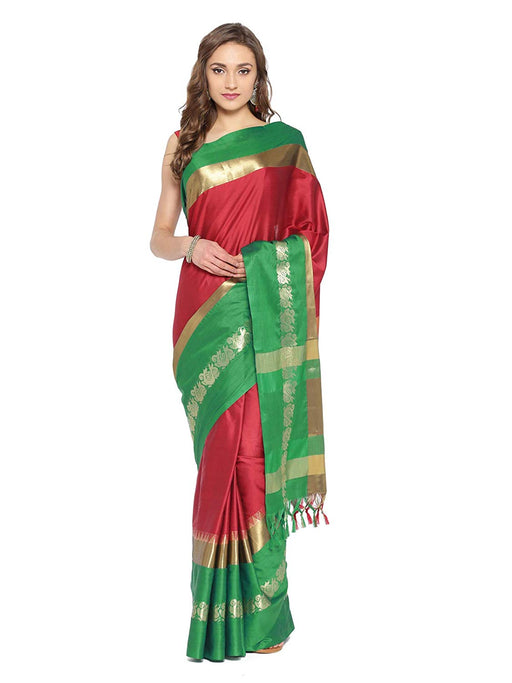 Maroon, Green Color Poly Silk Saree only in Bigswipe