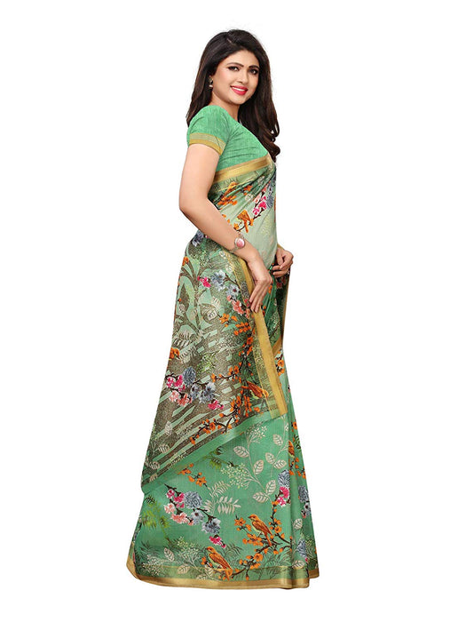 Green, Multi Color Bhagalpuri Silk Saree only in Bigswipe