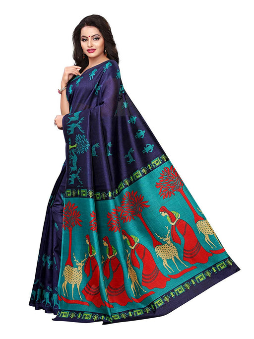 Navy Blue Color Poly Silk (Kashmiri Silk) Saree only in Bigswipe