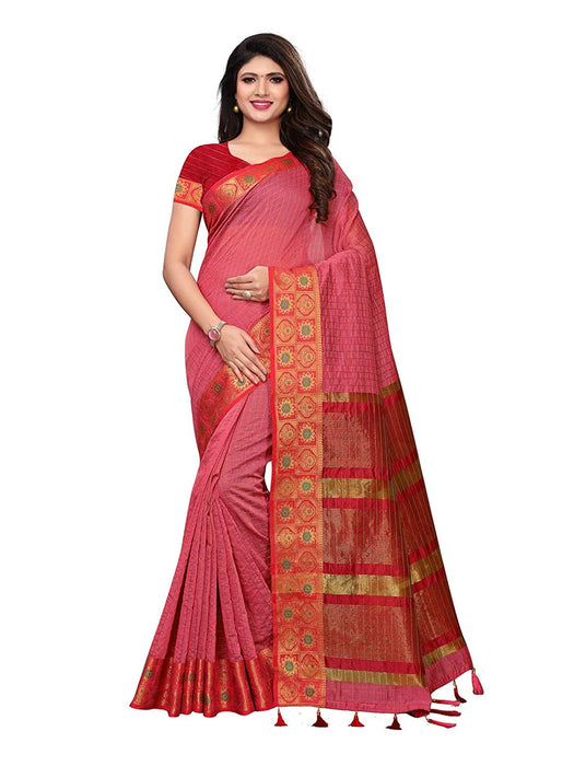 Pink Color Chanderi Silk Saree only in Bigswipe