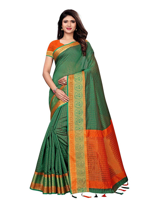 Green Color Chanderi Silk Saree only in Bigswipe