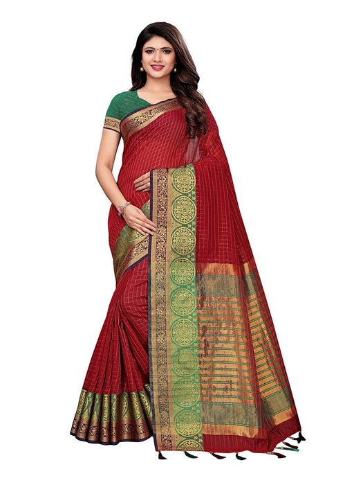 Maroon Color Chanderi Silk Saree only in Bigswipe