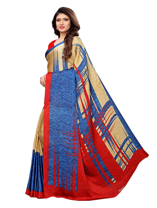 Beige, Blue, Multi Color Satin Saree only in Bigswipe