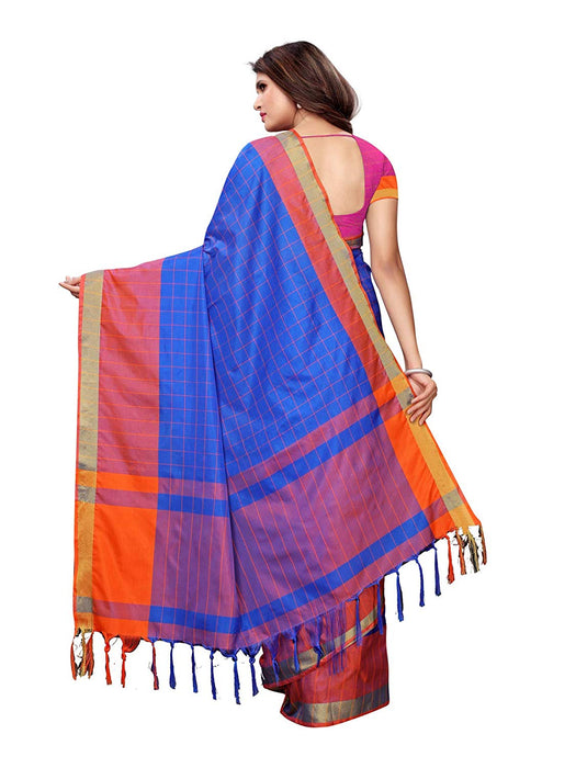 Blue, Orange Color Poly Silk Saree only in Bigswipe