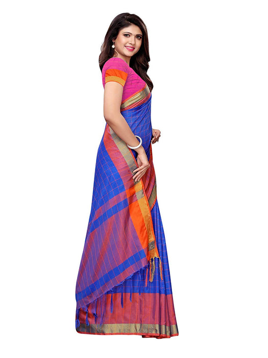 Blue, Orange Color Poly Silk Saree only in Bigswipe