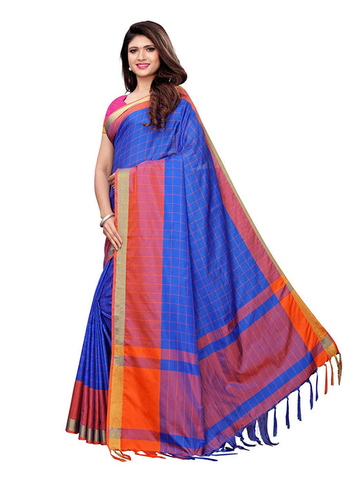 Blue, Orange Color Poly Silk Saree only in Bigswipe