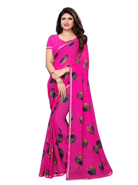 Pink, Multi Color Chiffon Saree only in Bigswipe