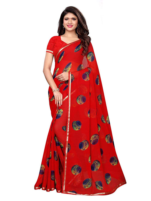 Maroon, Multi Color Chiffon Saree only in Bigswipe