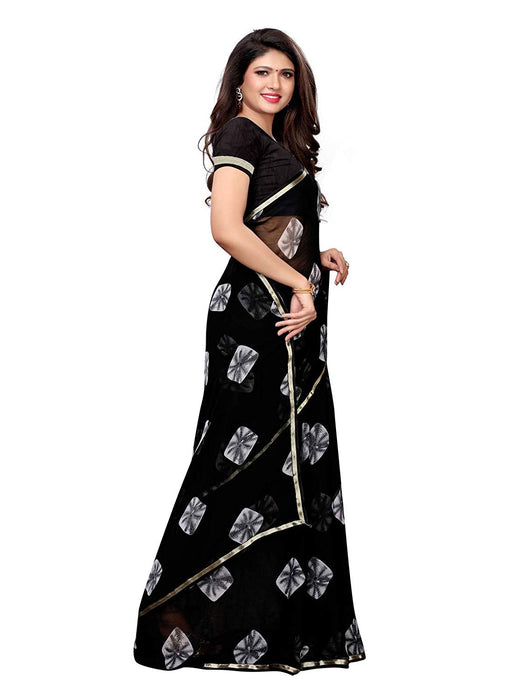 Black Color Chiffon Saree only in Bigswipe