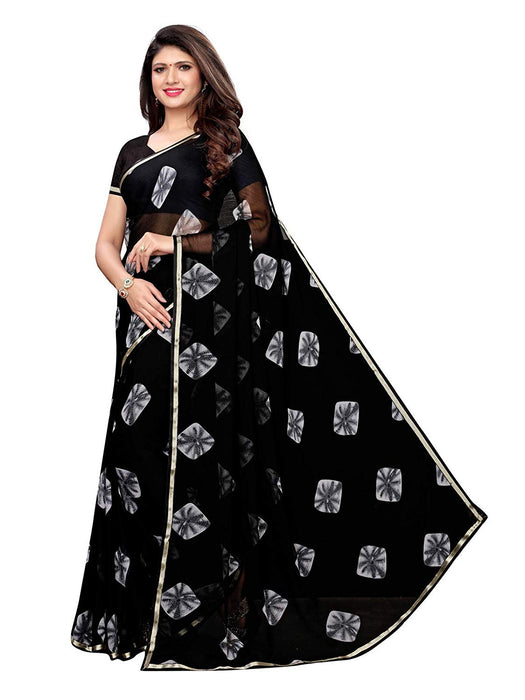 Black Color Chiffon Saree only in Bigswipe