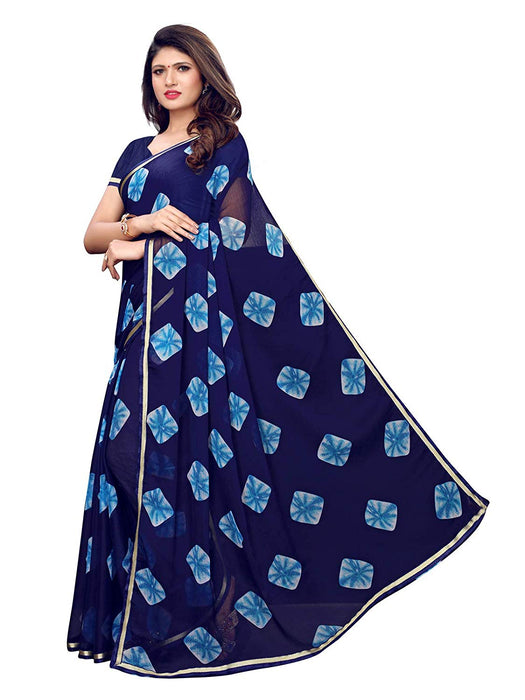 Navy Blue Color Chiffon Saree only in Bigswipe