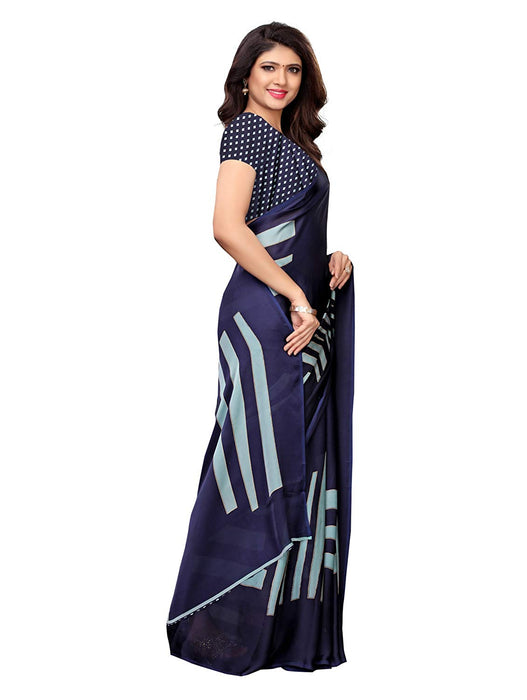 Navy Blue, Turquoise Color Satin Saree only in Bigswipe