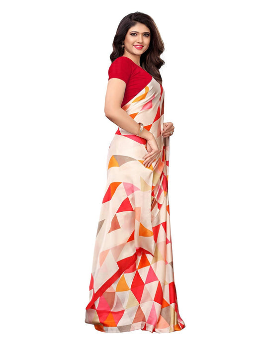 Beige, Multi Color Satin Saree only in Bigswipe