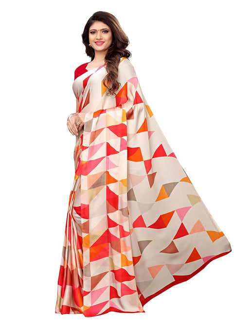 Beige, Multi Color Satin Saree only in Bigswipe