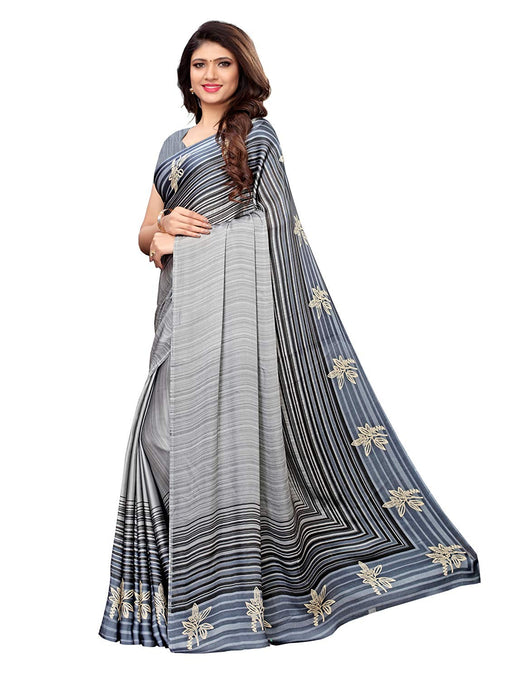 Grey, Multi Color Satin Saree only in Bigswipe