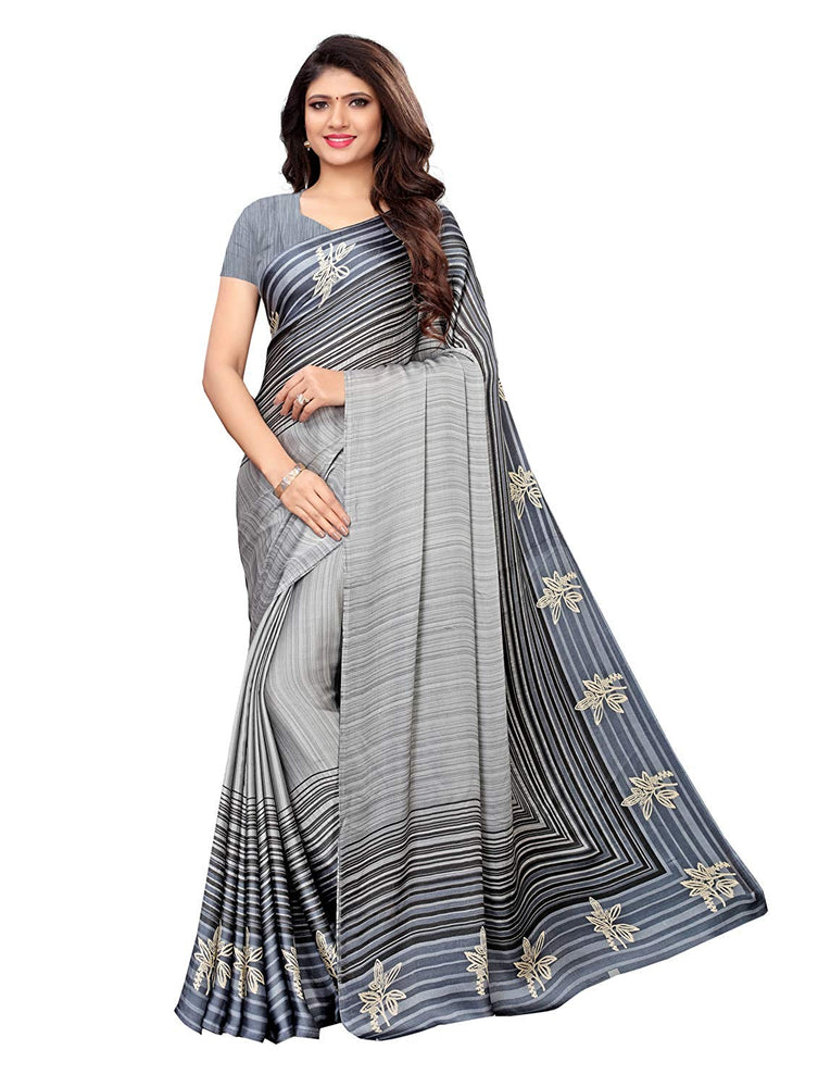 Grey, Multi Color Satin Saree only in Bigswipe