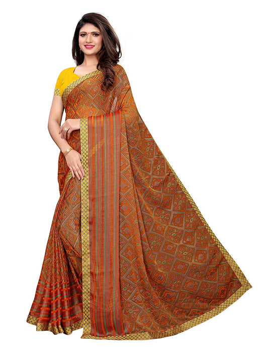 Orange, Multi Color Georgette Saree only in Bigswipe