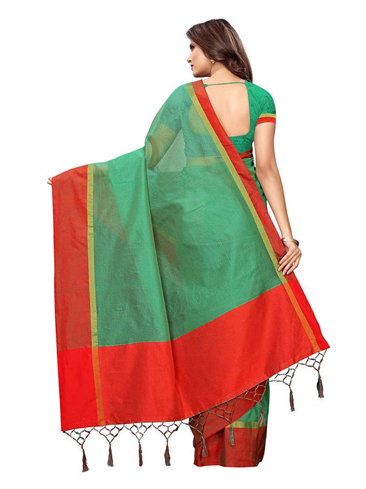 Green, Red Color Cotton Silk Saree only in Bigswipe